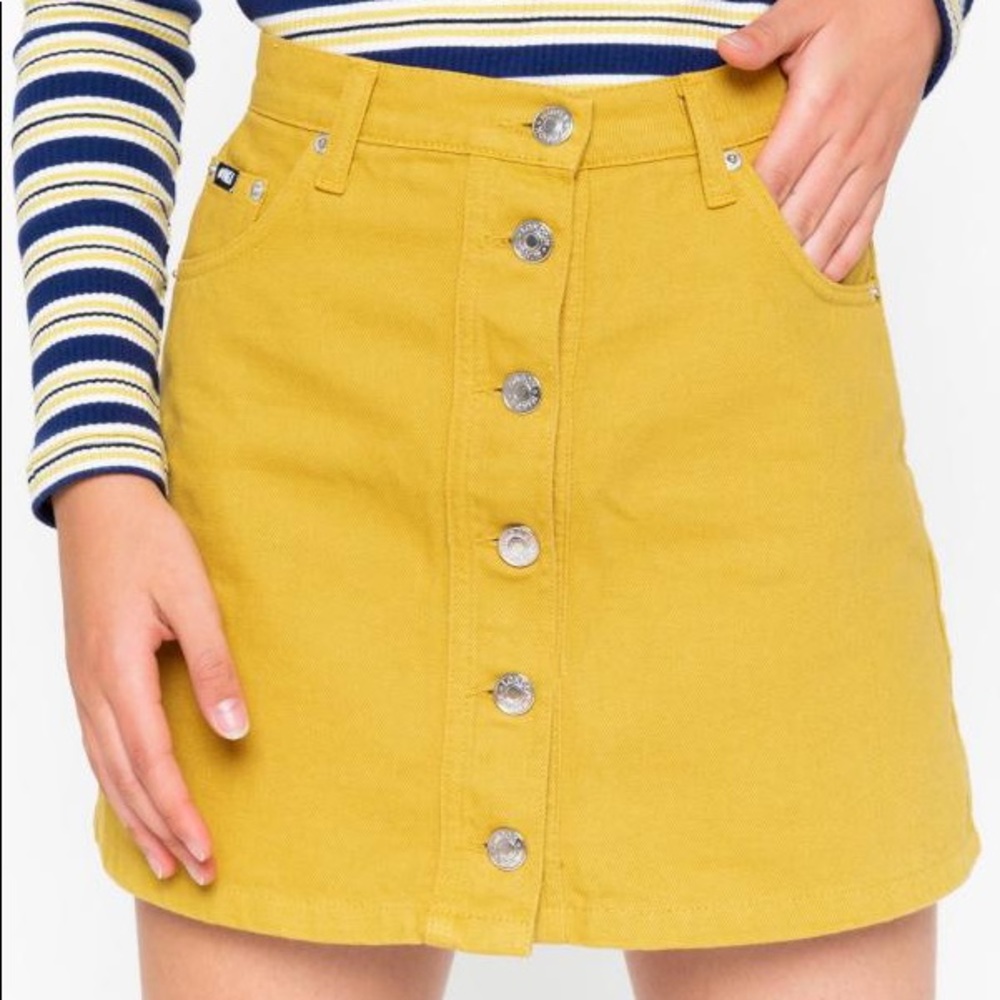 Minga London Mustard Yellow Denim Skirt Size Sm/28